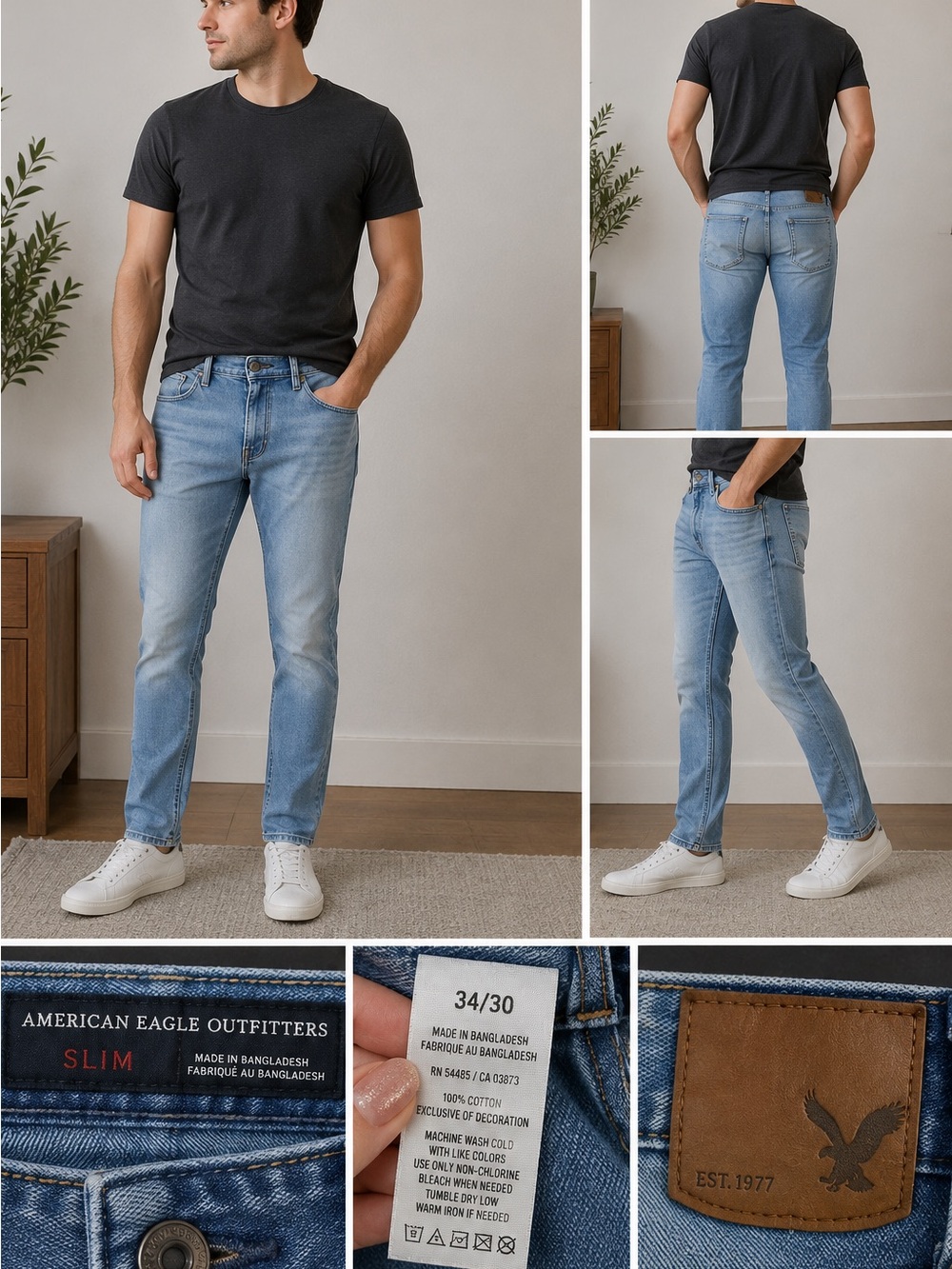 American Eagle Outfitters Slim Light Wash Blue Men’s Jeans 36/30
